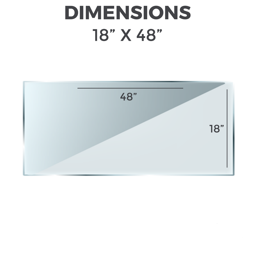 GLASS TABLETOP | Rectangular | 18"L 48"W 1/2"Thick