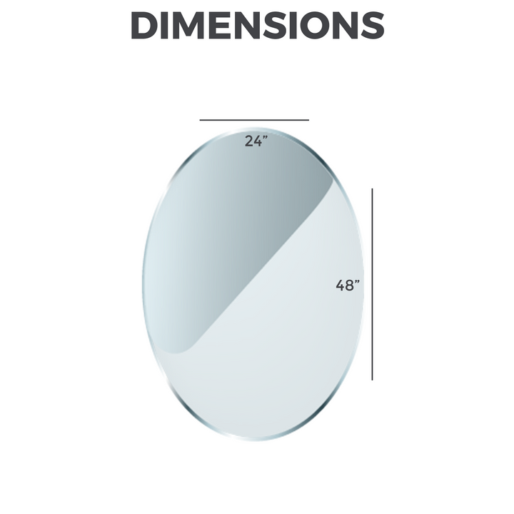 GLASS TABLETOP | Oval | 24"L 48"W 1/2"Thick