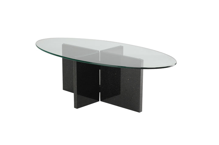 COFFEE TABLE | Cross Base Oval | 24"L 48"W 14"H