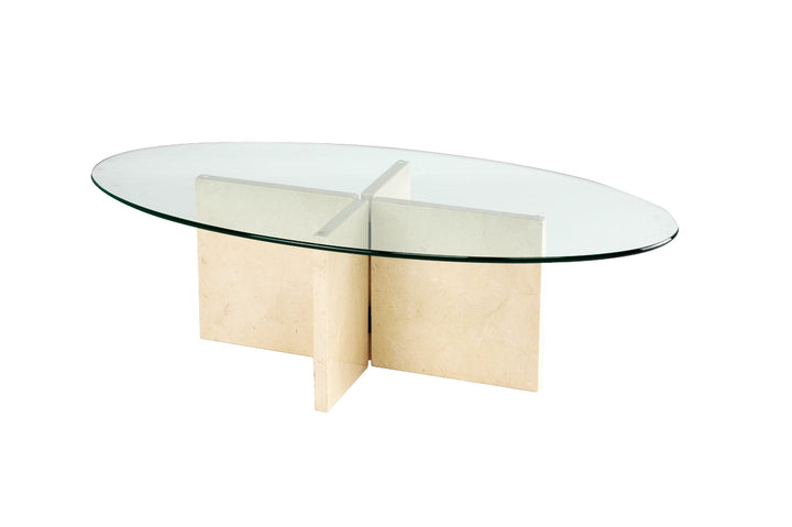 COFFEE TABLE | Cross Base Oval | 24"L 48"W 14"H