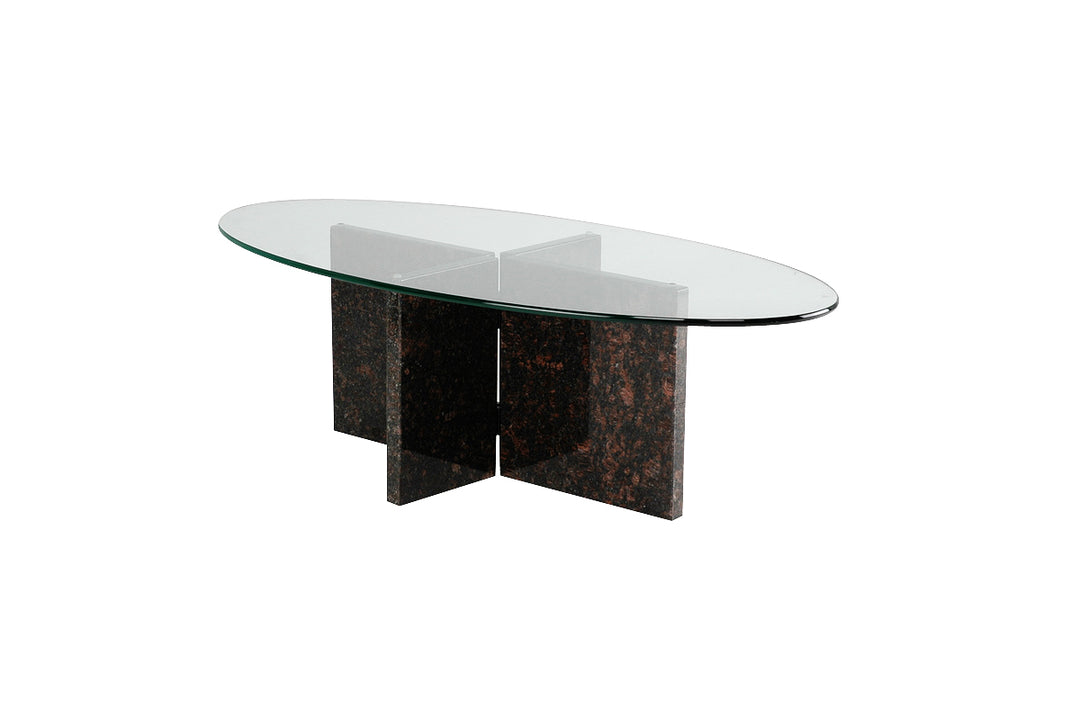 COFFEE TABLE | Cross Base Oval | 24"L 48"W 14"H